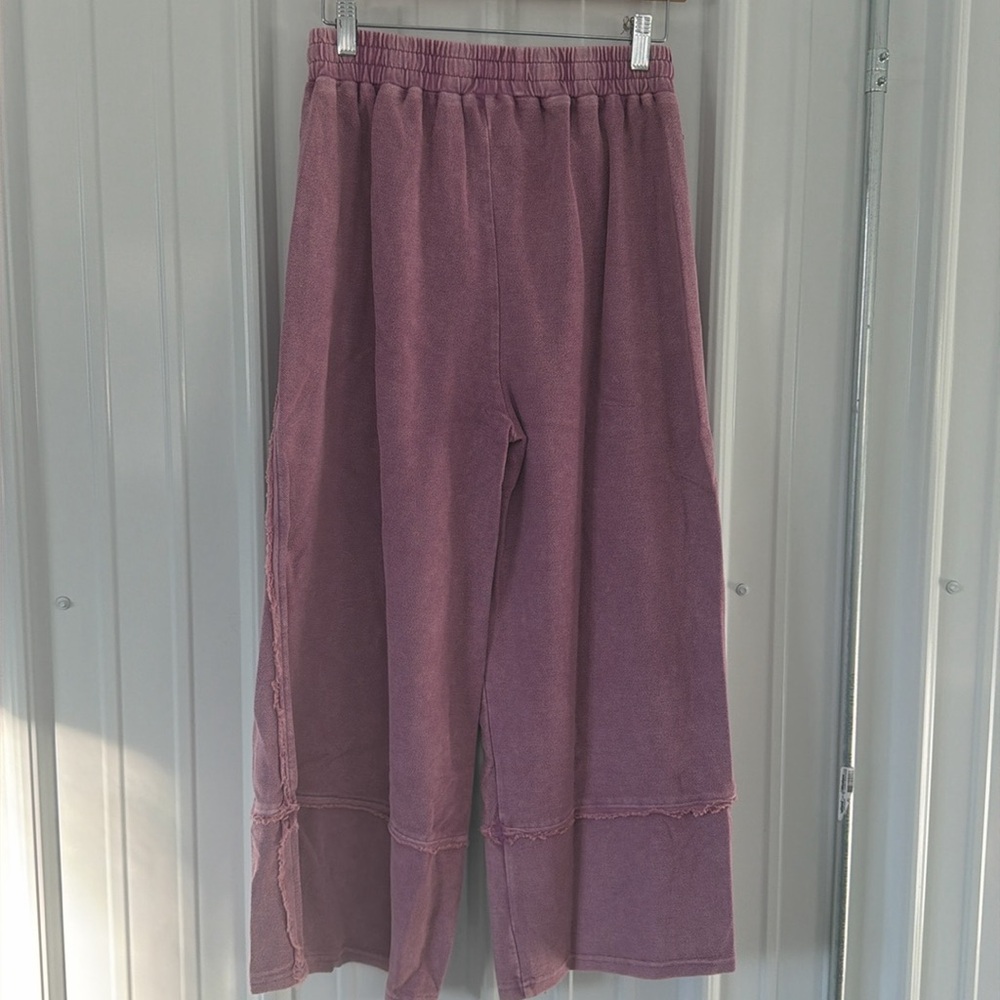 Easel Mineral Wash Pants Wild Berry New drawstring waist Palazzo - Picture 5 of 5